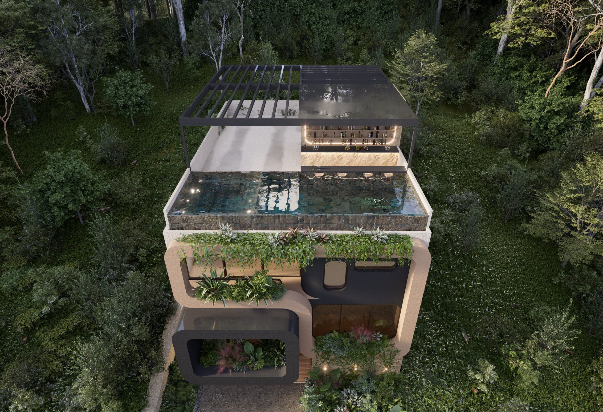 Rooftop infinity pool and bar in luxury villa – pre sale Punta Mita