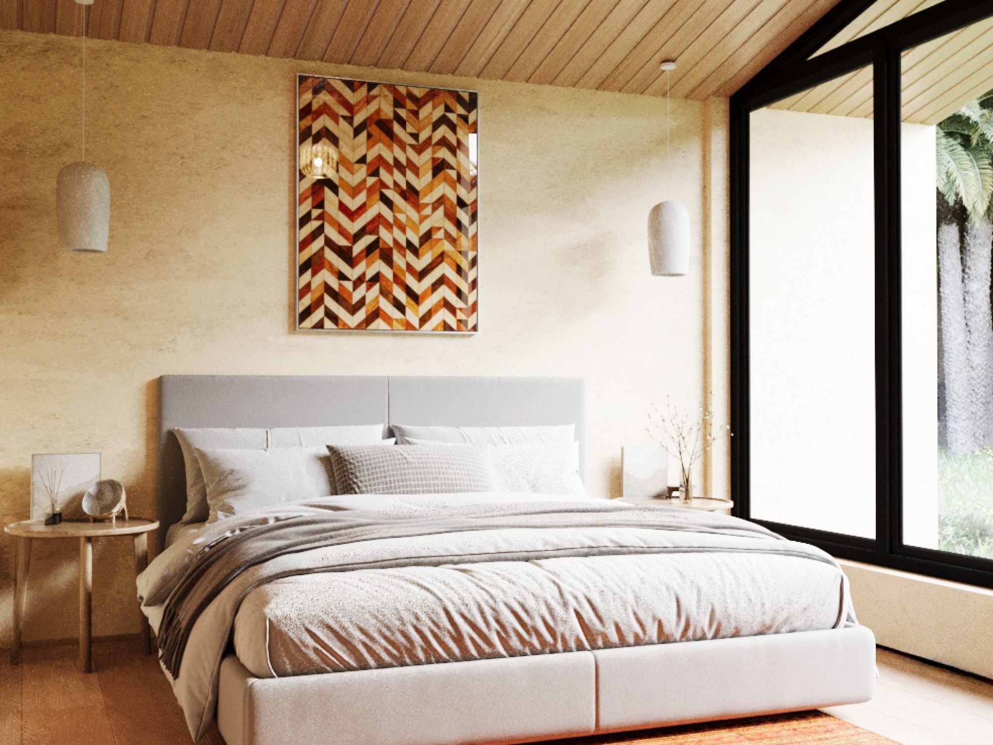 Stylish master bedroom in Punta Mita villa available for pre sale